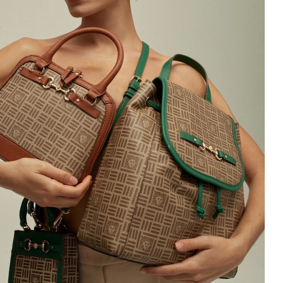 Anne Klein new with tags flap horsebit logo backpack purse in dark brown. - Picture 1 of 6